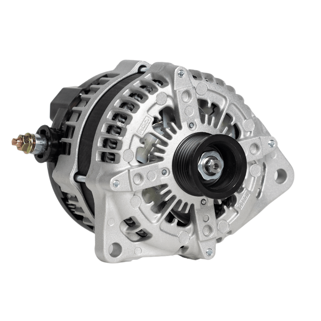 High output alternator front view showing the alternator pulley