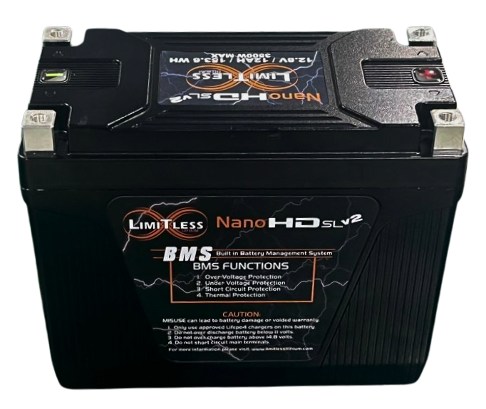 Limitless Lithium Nano-HD SLv2 12Ah LiFePO4 Powersports Battery BCI 20