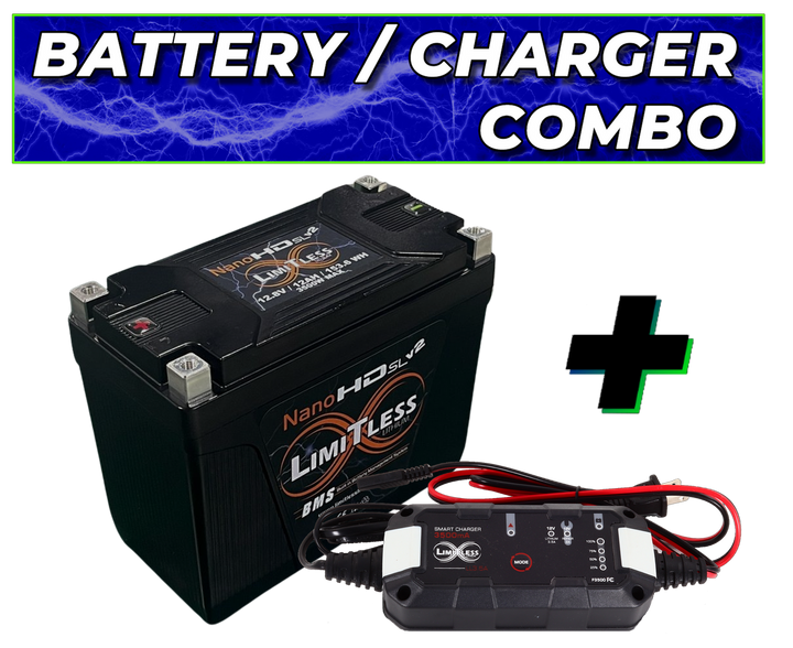Limitless Lithium Nano-HD SLv2 12Ah LiFePO4 Powersports Battery BCI 20 + 3.5A Maintainer (6)