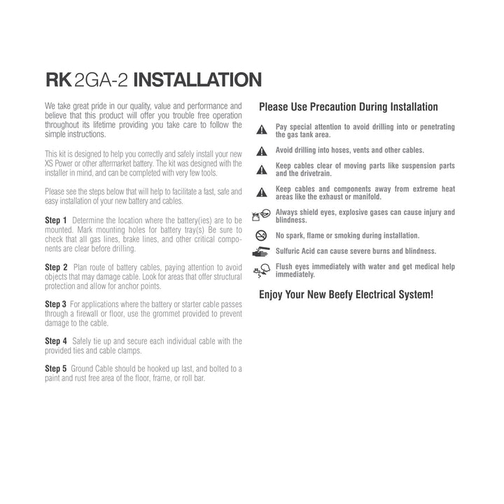 XS Power RK2GA-2 Cable Kit