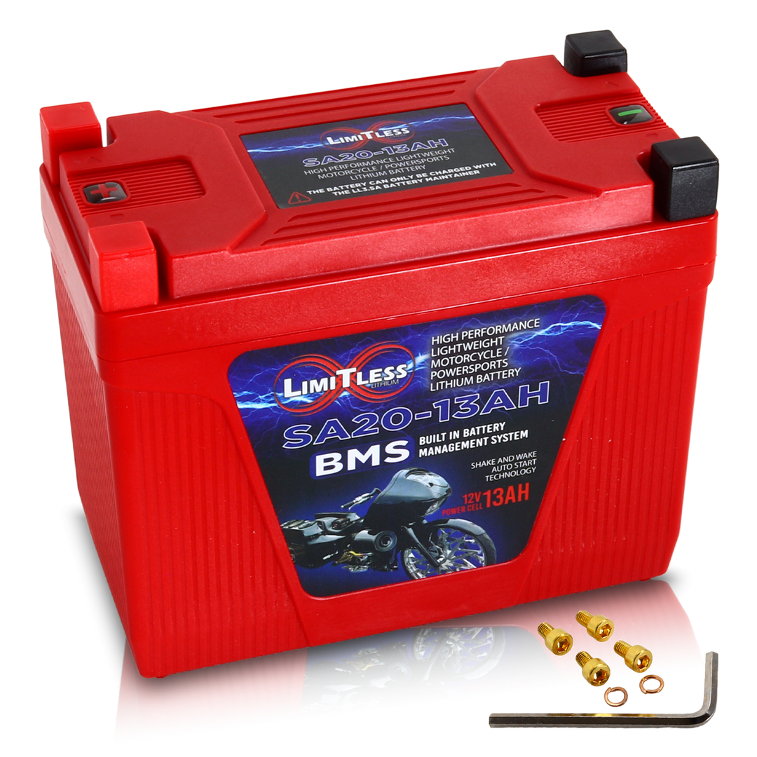 Limitless Lithium Shake Awake 13Ah 12V LiFePO4 Smart Motorcycle Battery (Case 20)