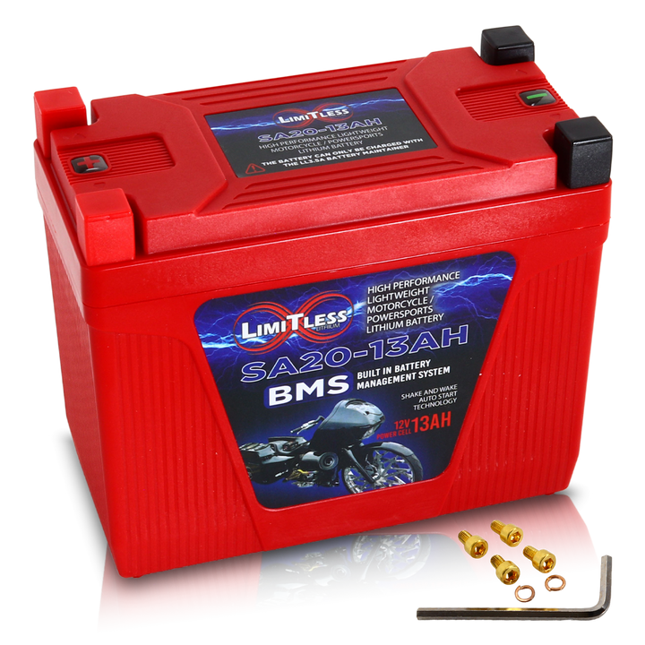 Limitless Lithium Shake Awake 13Ah 12V LiFePO4 Smart Motorcycle Battery (Case 20)