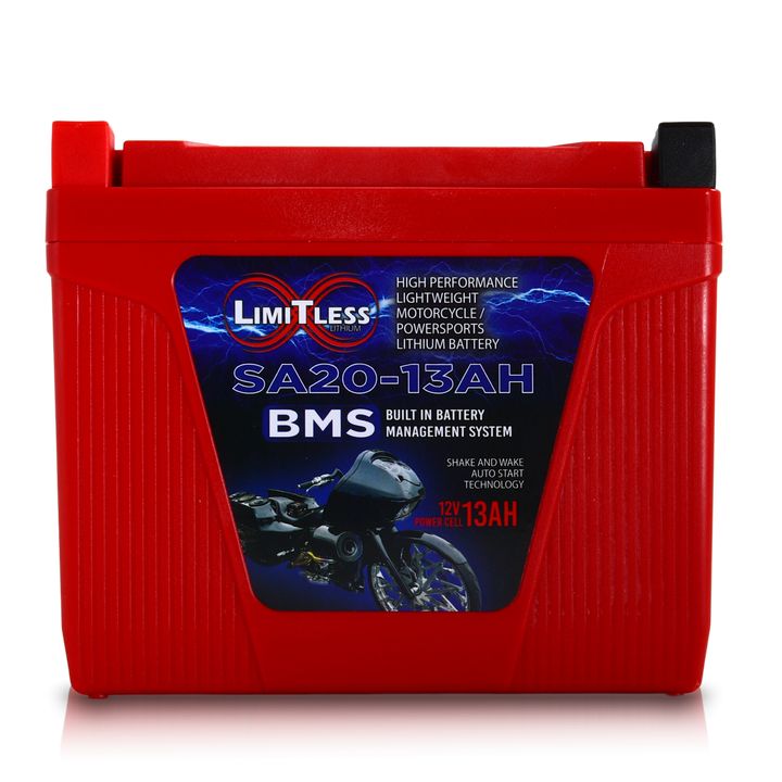 Limitless Lithium Shake Awake 13Ah 12V LiFePO4 Smart Motorcycle Battery (Case 20) + 3.5A Maintainer (3)