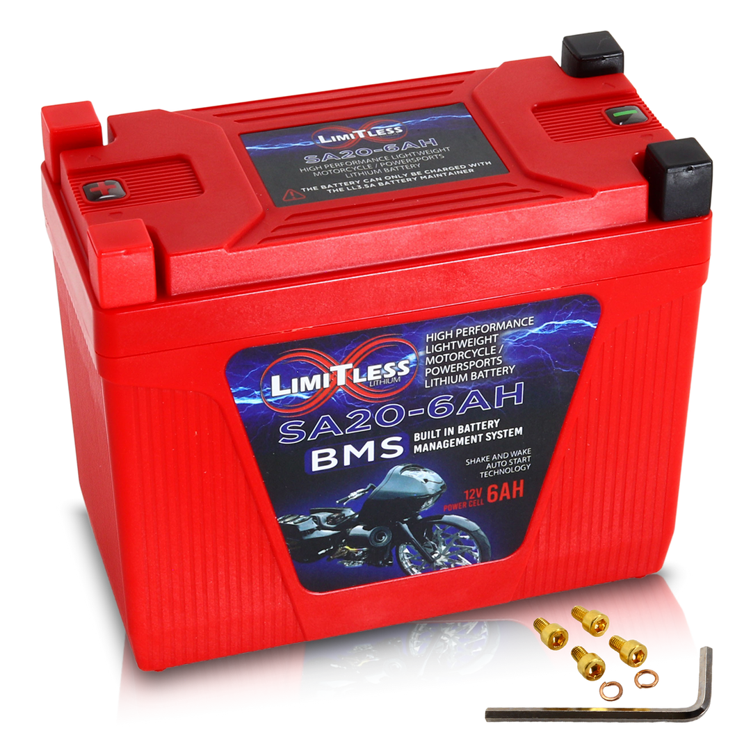 Limitless Lithium Shake Awake 6Ah 12V LiFePO4 Smart Motorcycle Battery (Case 20)
