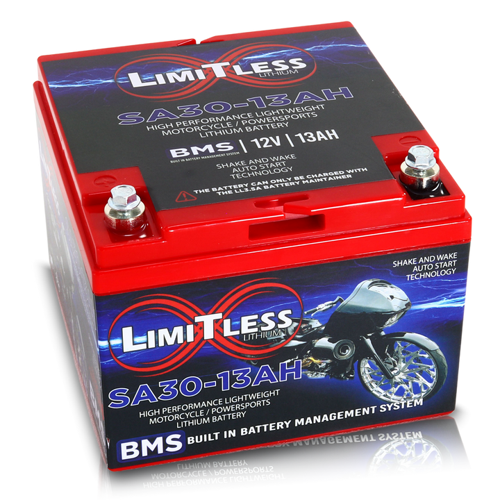 Limitless Lithium Shake Awake 13Ah 12V LiFePO4 Smart Motorcycle Battery (Case 30)