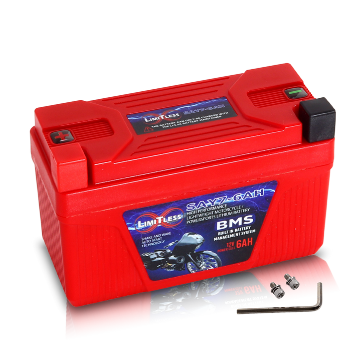 Limitless Lithium Shake Awake 6Ah 12V LiFePO4 Smart Motorcycle Battery (Case Y7) + 3.5A Maintainer (2)