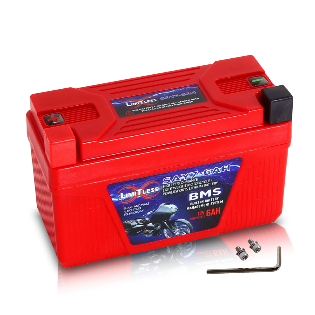 Limitless Lithium Shake Awake 6Ah 12V LiFePO4 Smart Motorcycle Battery (Case Y7)