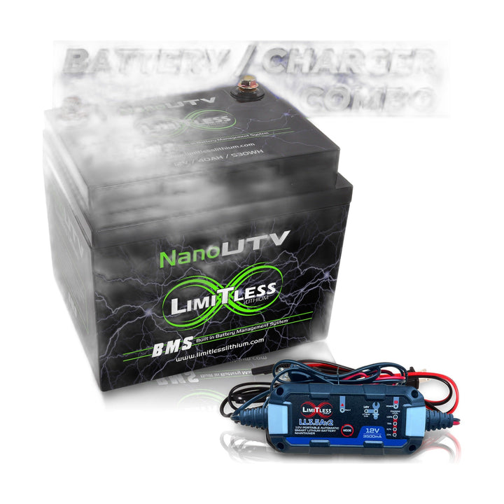Limitless Lithium Nano UTV 40Ah IP66 LiFePO4 Powersports Battery BCI 86 + 3.5A Maintainer