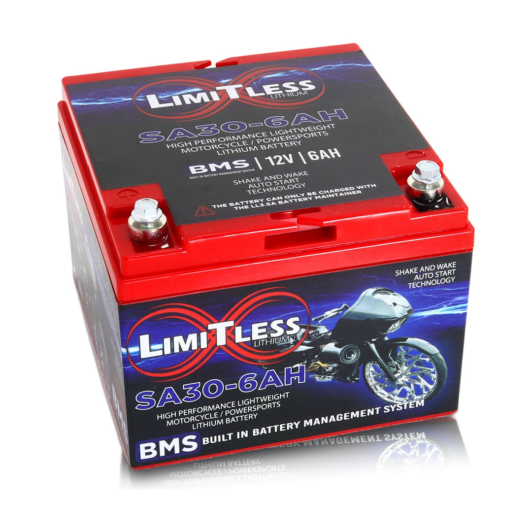 Limitless Lithium Shake Awake 6Ah 12V LiFePO4 Smart Motorcycle Battery (Case 30)