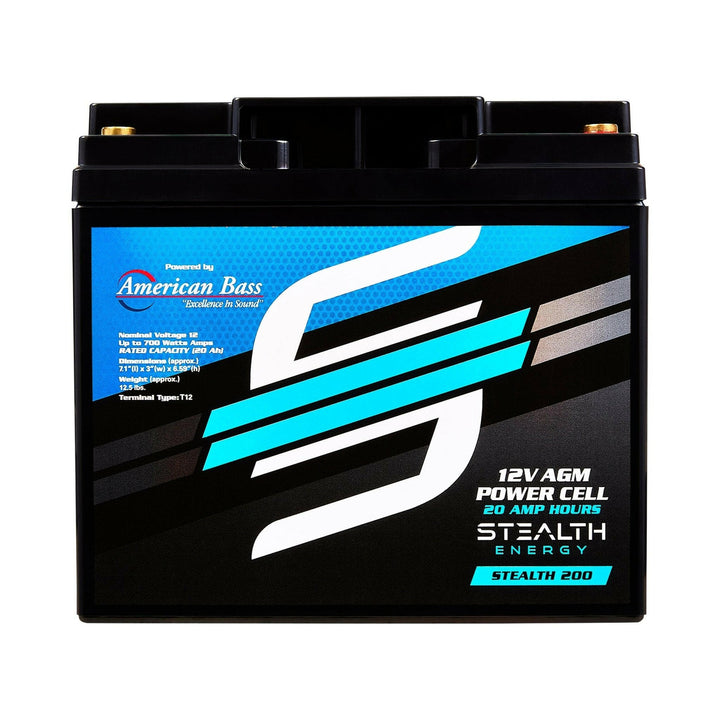 ST-200 American Bass Audio Stealth 200 20Ah AGM Battery Maintenance-Free, Sealed Power for Car Audio & More