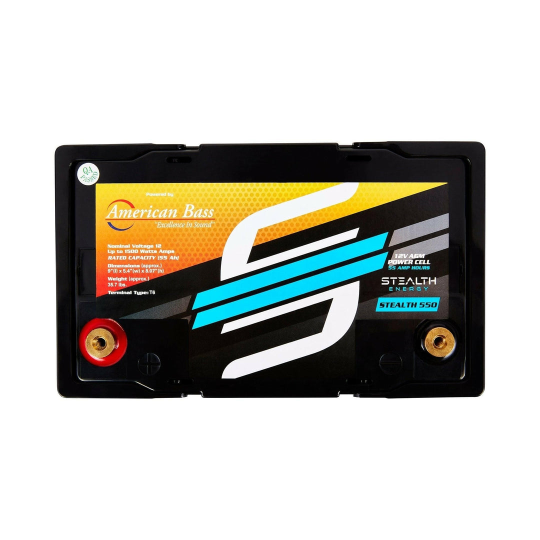 ST-550 American Bass Audio Stealth 550 55Ah AGM Battery Maintenance-Free, Sealed Power for Car Audio & More