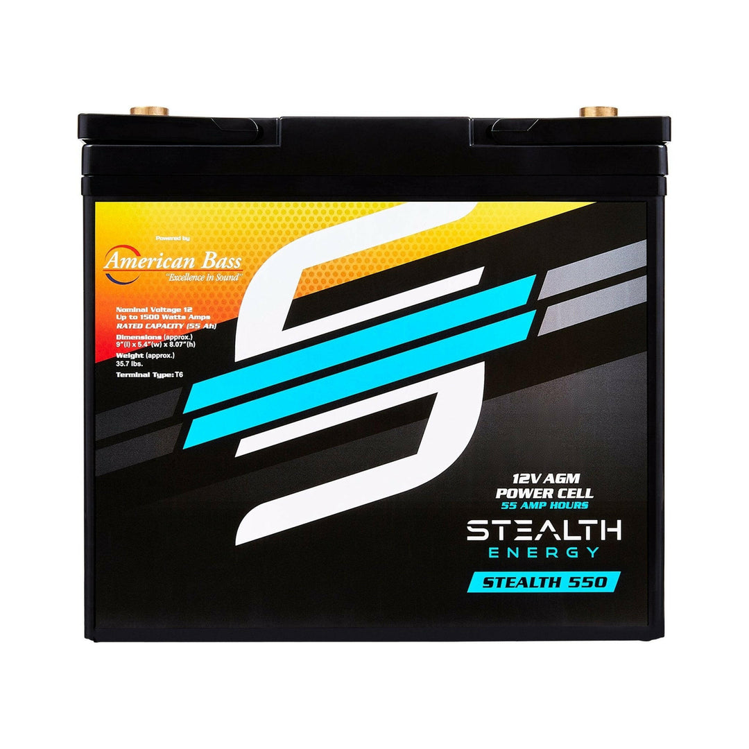 ST-550 American Bass Audio Stealth 550 55Ah AGM Battery Maintenance-Free, Sealed Power for Car Audio & More